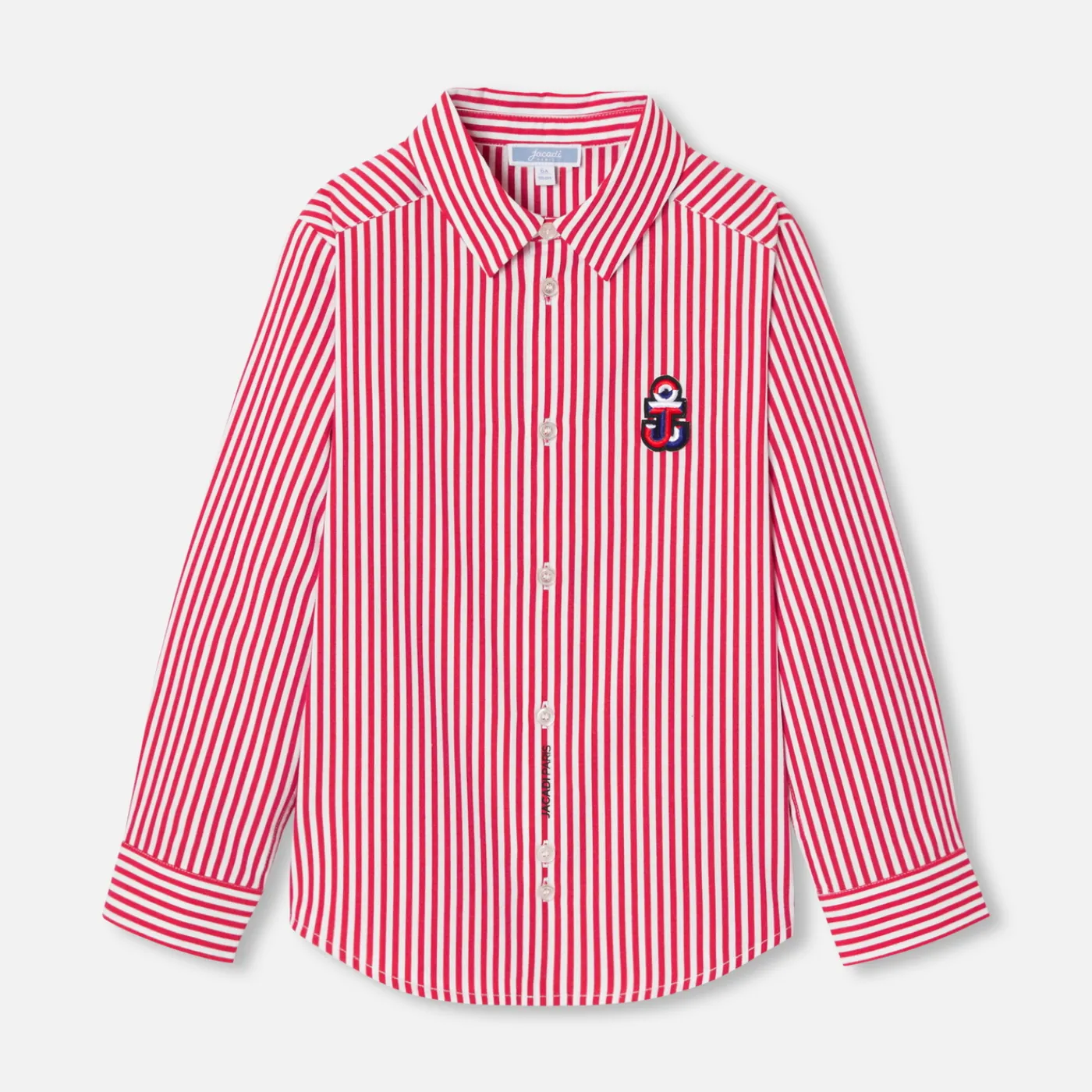Shirts-Jacadi Boy shirt in striped poplin White/Red
