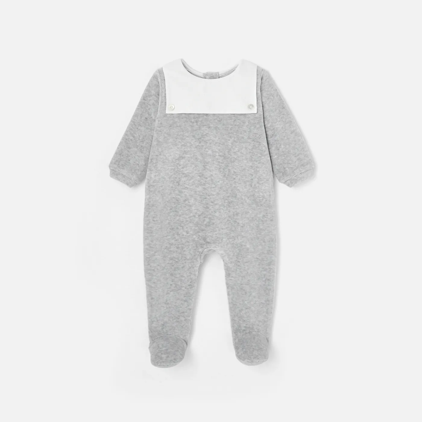 Pajamas|Pajamas-Jacadi Baby velvet pyjamas Jacadi light Heather Grey