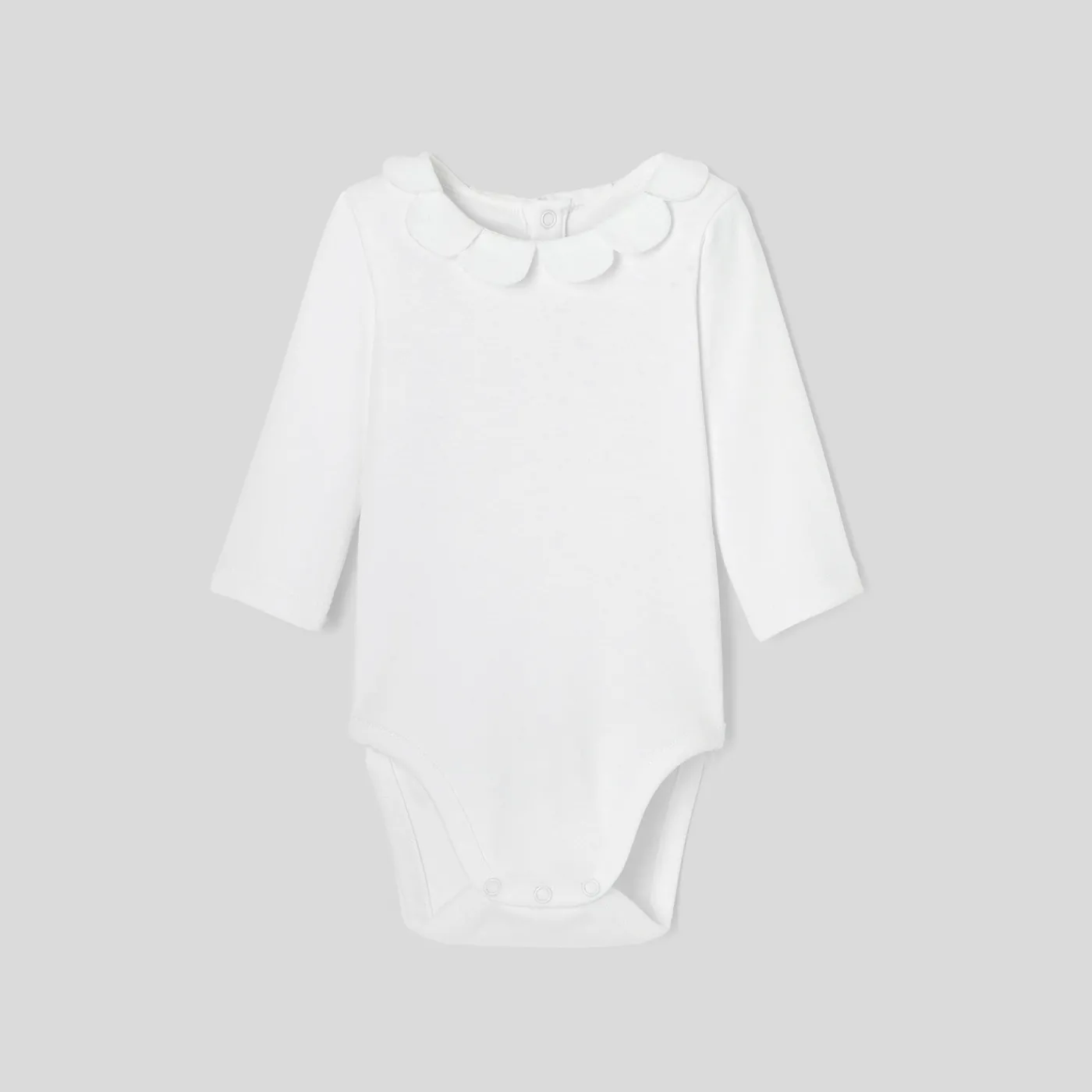 Bodysuits-Jacadi Baby girl bodysuit with petal collar Jacadi White