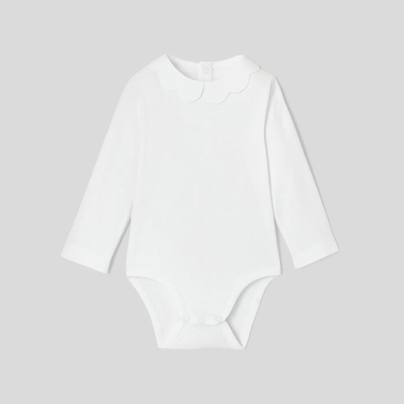 Bodysuits-Jacadi Baby girl bodysuit with scalloped collar Jacadi White