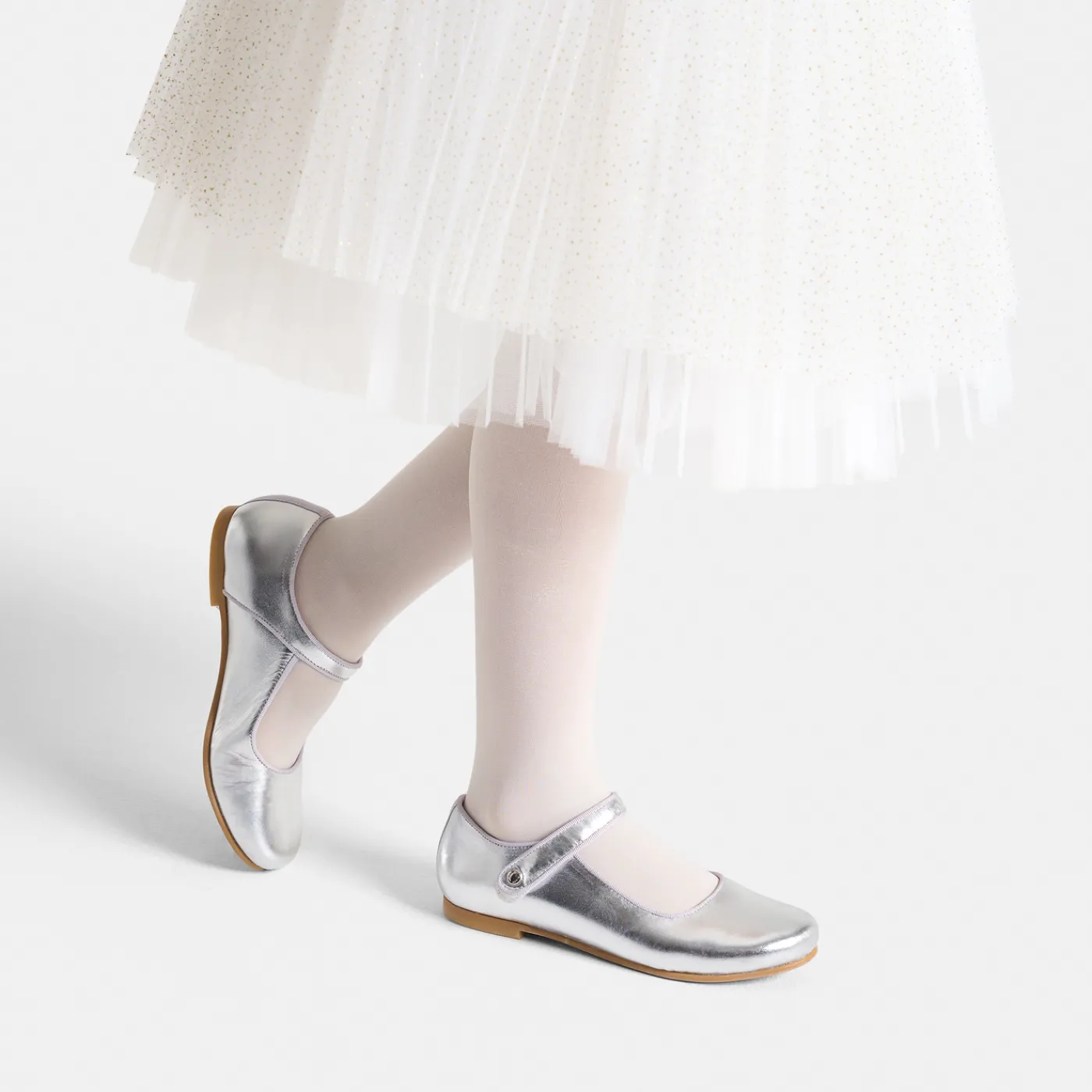 Mary Janes, T-Straps And Ballet Flats-Jacadi Girl glazed leather Mary Janes Silver