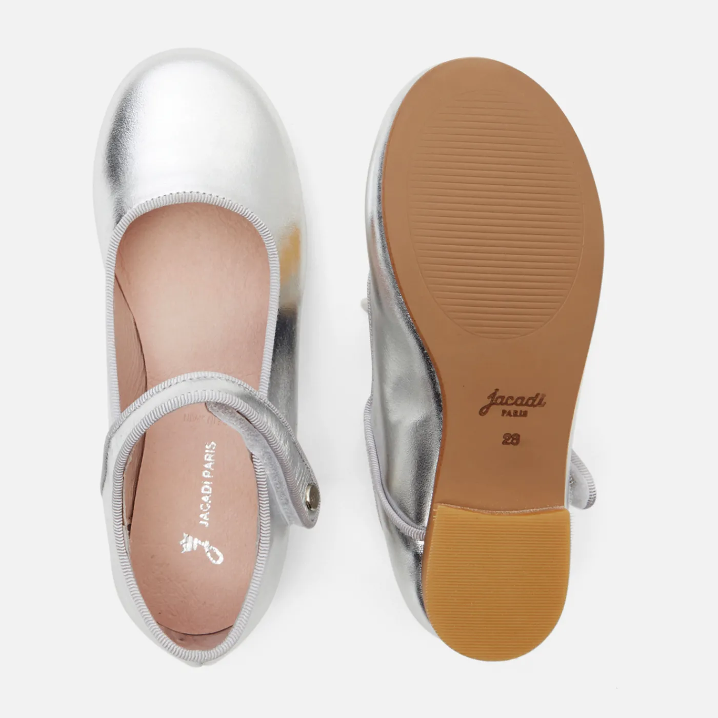 Mary Janes, T-Straps And Ballet Flats-Jacadi Girl glazed leather Mary Janes Silver