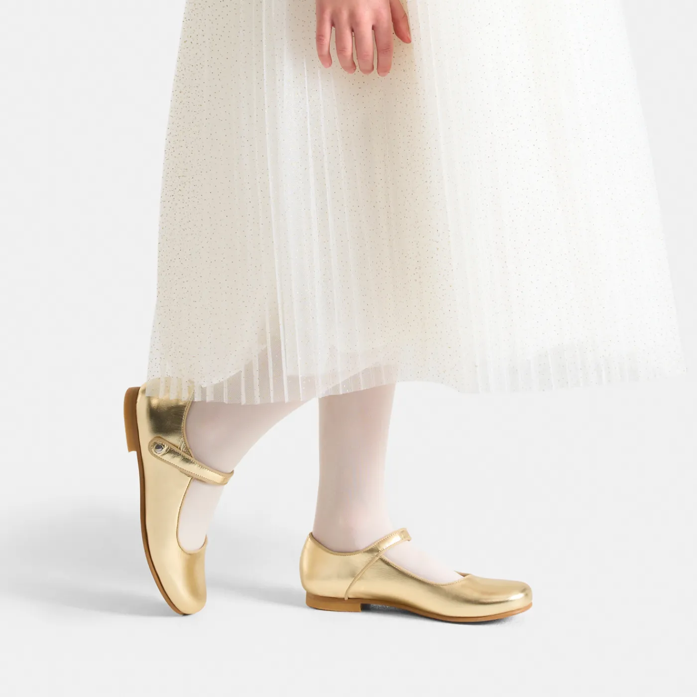 Mary Janes, T-Straps And Ballet Flats-Jacadi Girl glazed leather Mary Janes Yellow gold