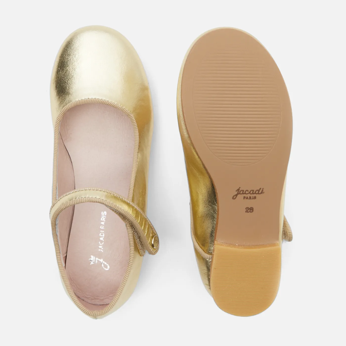 Mary Janes, T-Straps And Ballet Flats-Jacadi Girl glazed leather Mary Janes Yellow gold