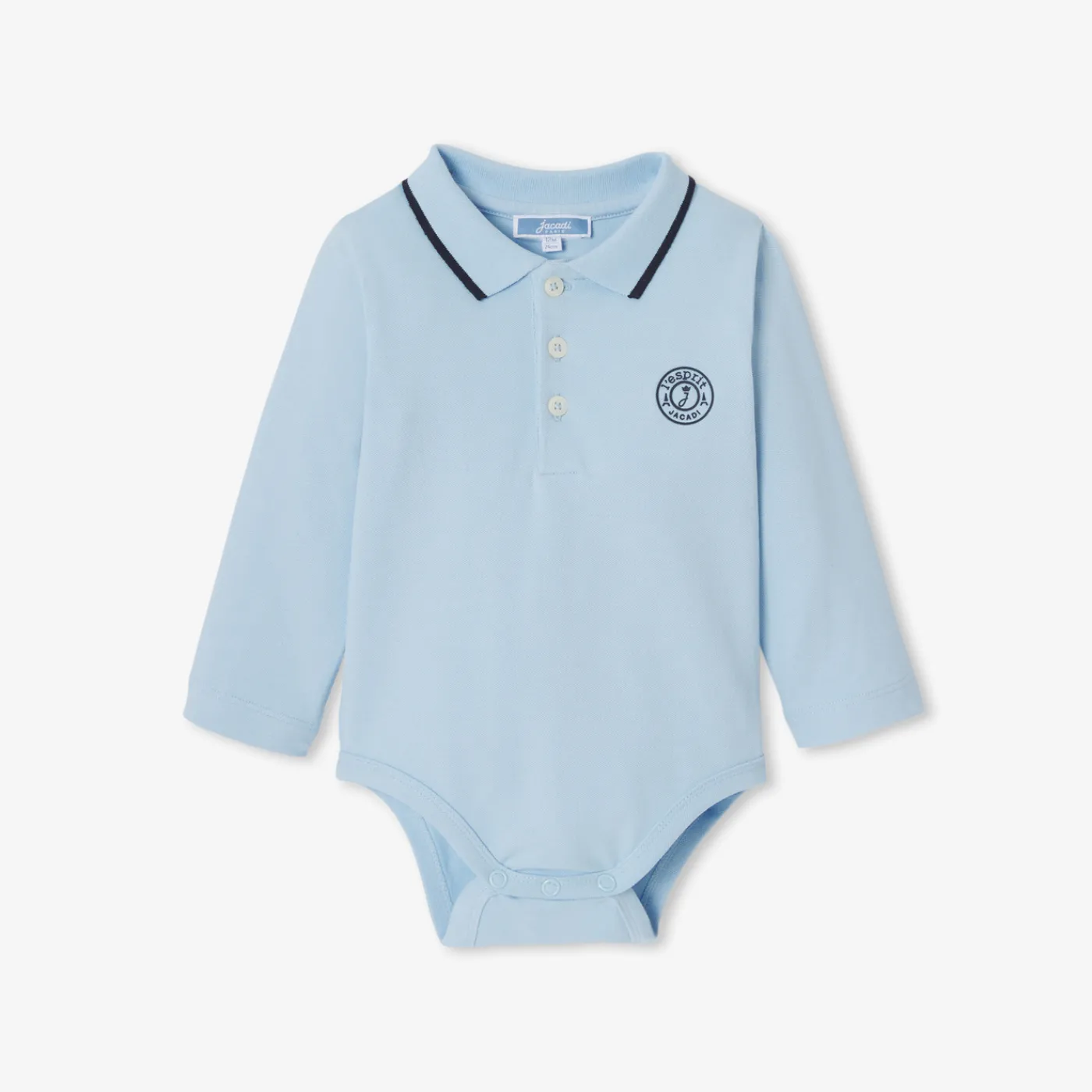 Bodysuits-Jacadi Baby boy polo bodysuit Jacadi Light blue