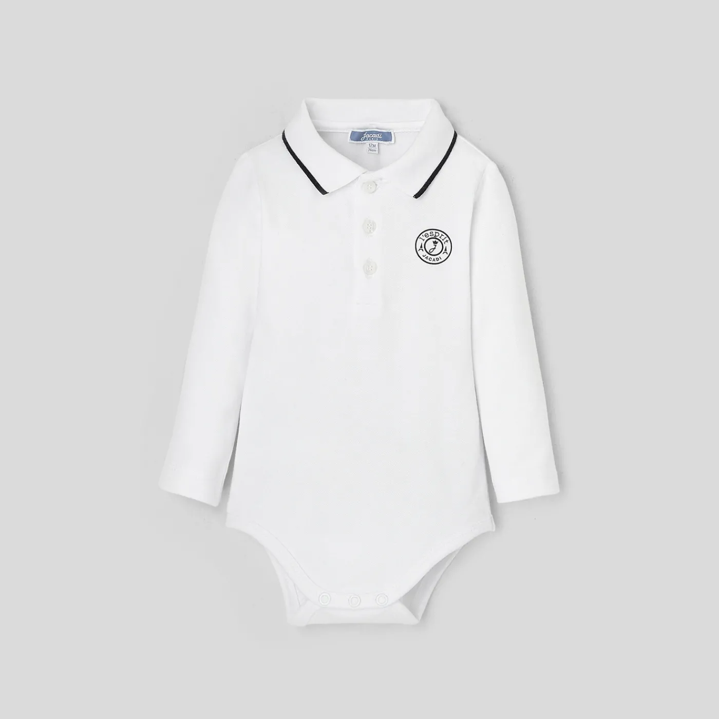 Bodysuits-Jacadi Baby boy polo bodysuit Jacadi White