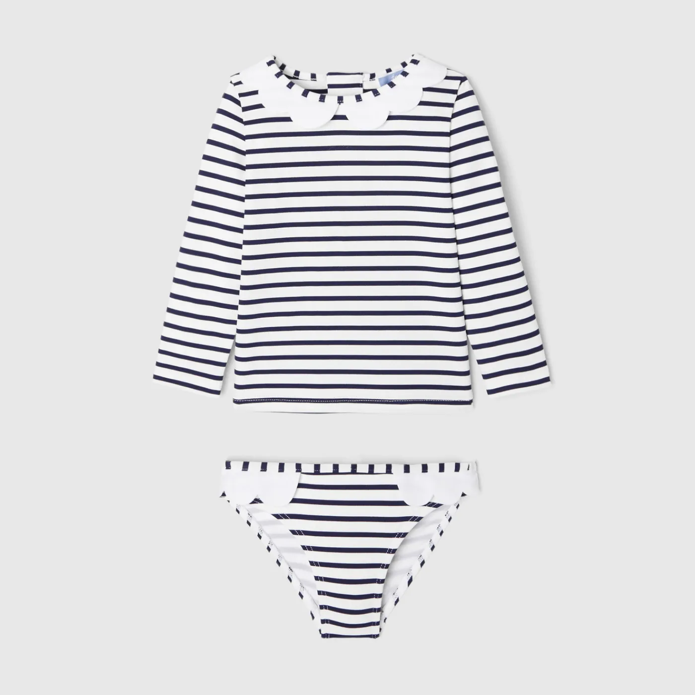 Swimwear|Accessories-Jacadi Baby girl anti-UV swimsuit set Navy/White
