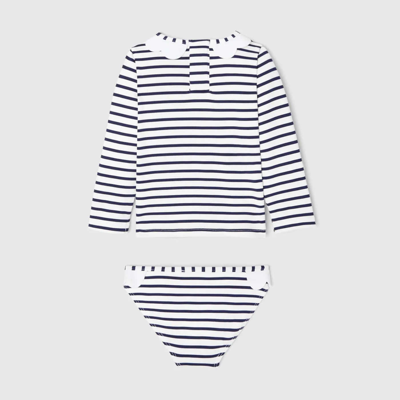 Swimwear|Accessories-Jacadi Baby girl anti-UV swimsuit set Navy/White