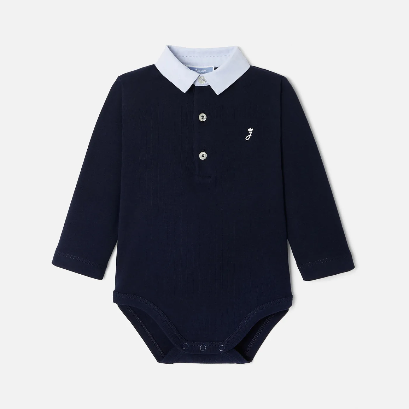 Bodysuits-Jacadi Baby boy bodysuit with Oxford collar Jacadi Navy