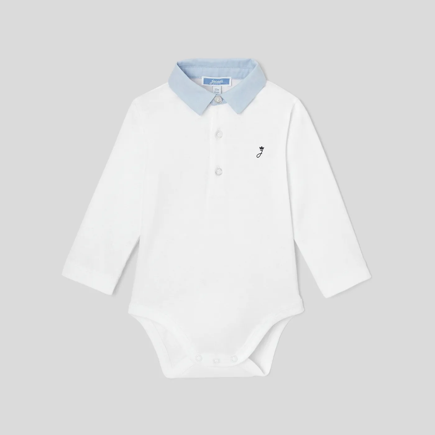 Bodysuits-Jacadi Baby boy bodysuit with Oxford collar Jacadi White