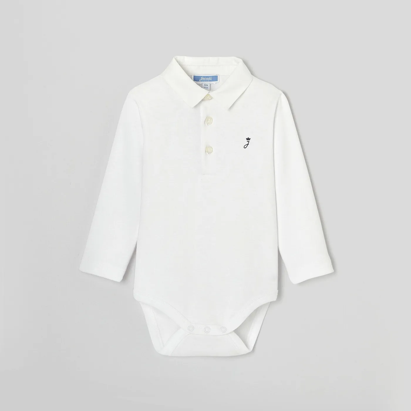 Bodysuits-Jacadi Baby boy Oxford collar bodysuit Jacadi White