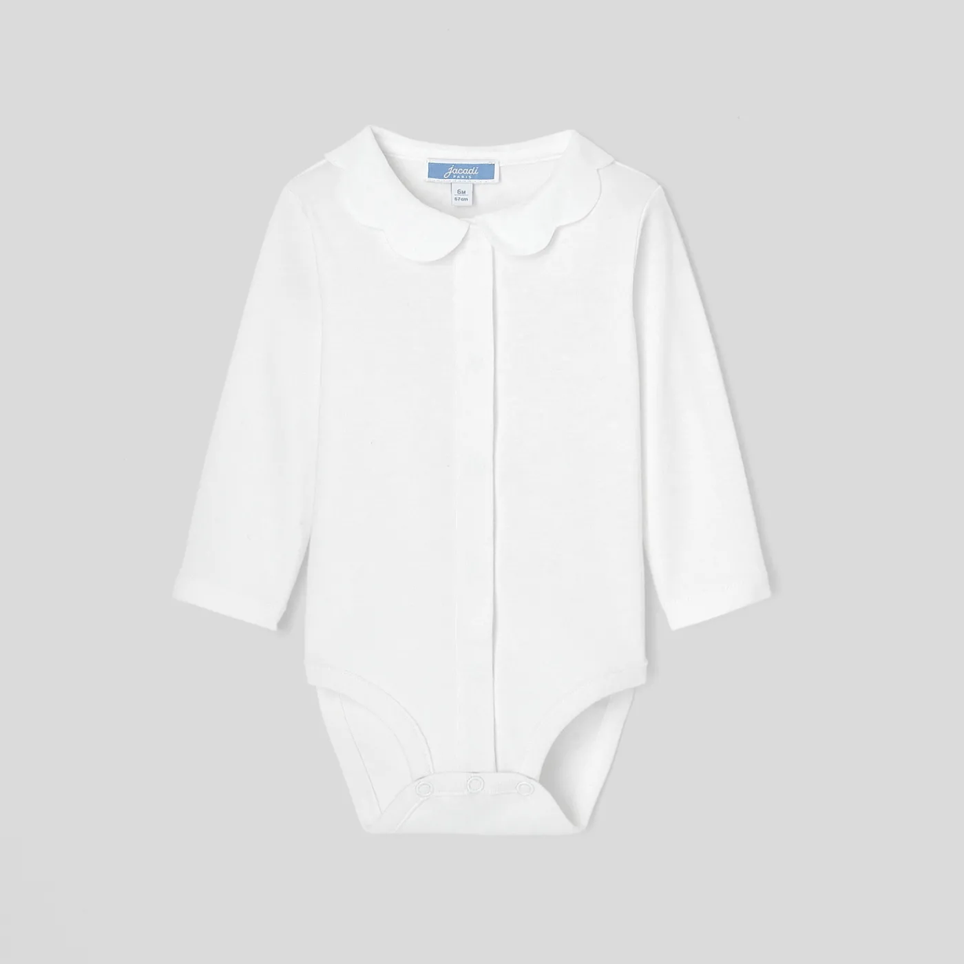 Bodysuits-Jacadi Baby girl bodysuit with scalloped collar Jacadi White
