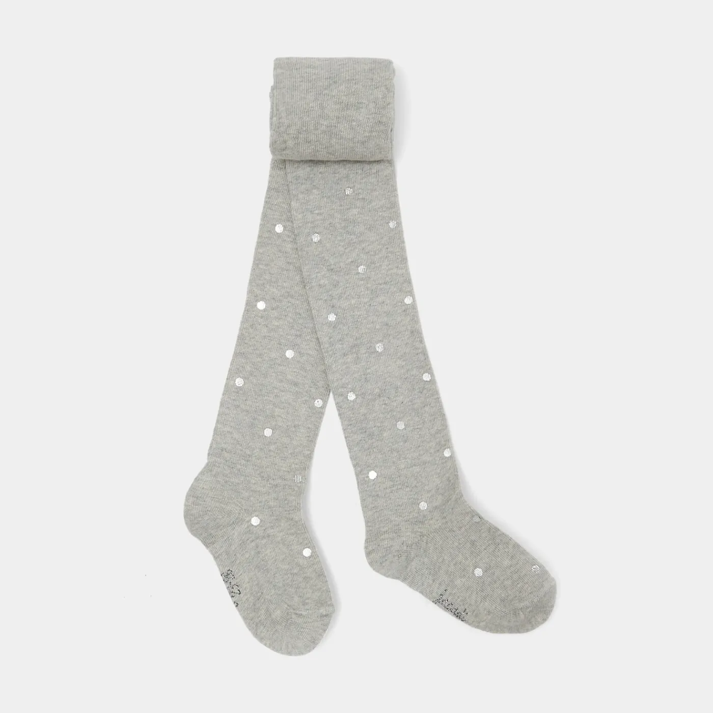 Tights, Socks And Booties|Accessories-Jacadi Girl Lurex polka dot tights Jacadi light Heather Grey
