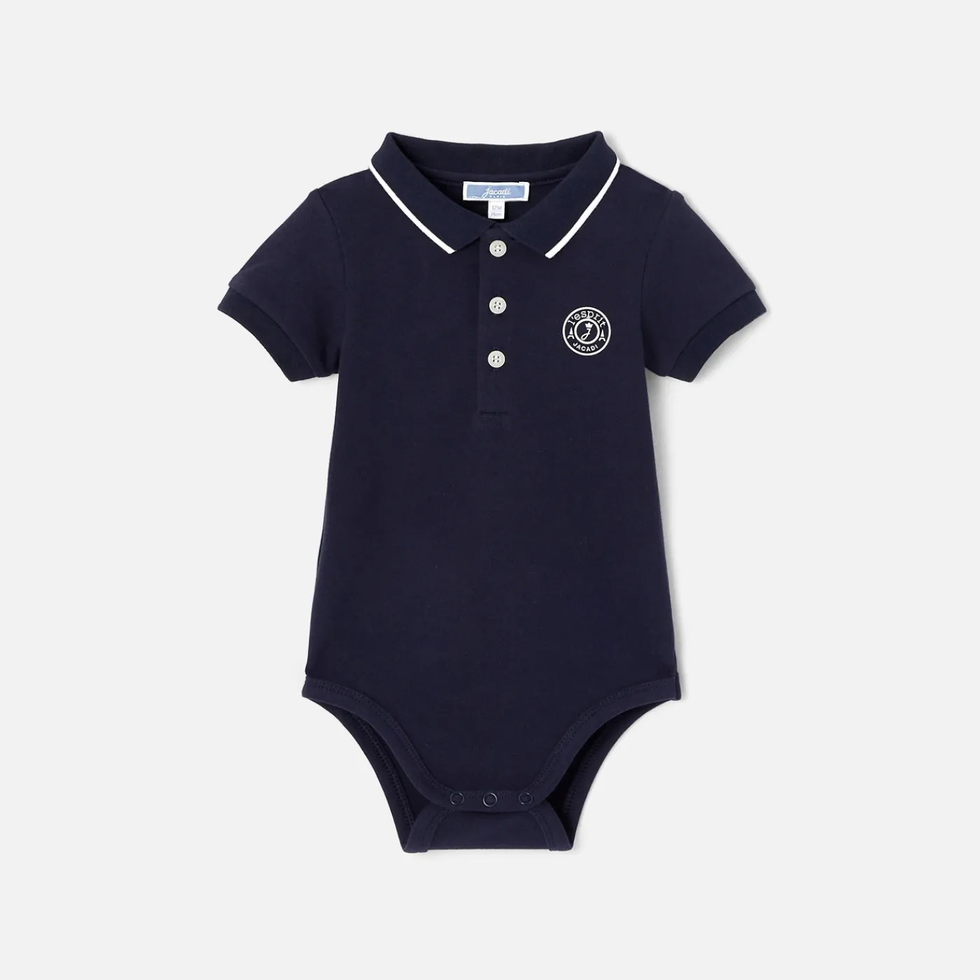 Bodysuits-Jacadi Baby boy polo bodysuit Midnight blue