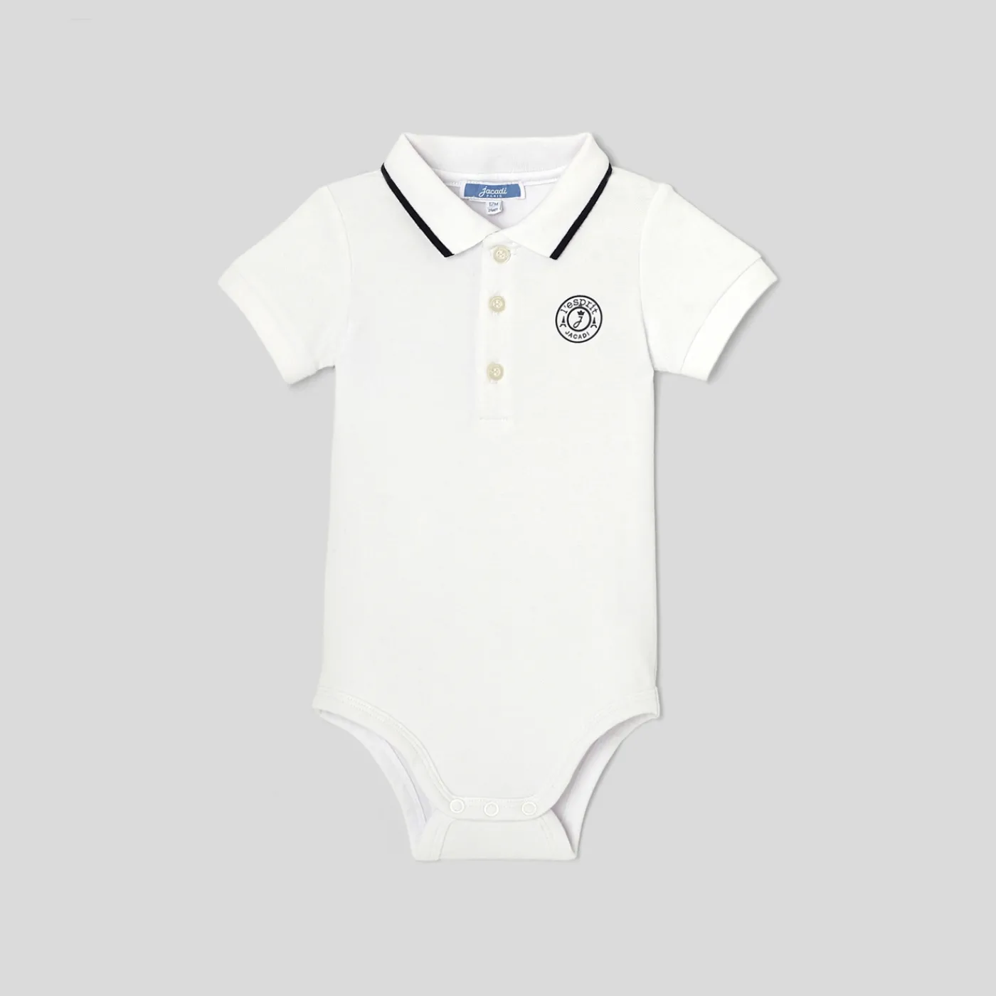 Bodysuits-Jacadi Baby boy polo bodysuit Jacadi White