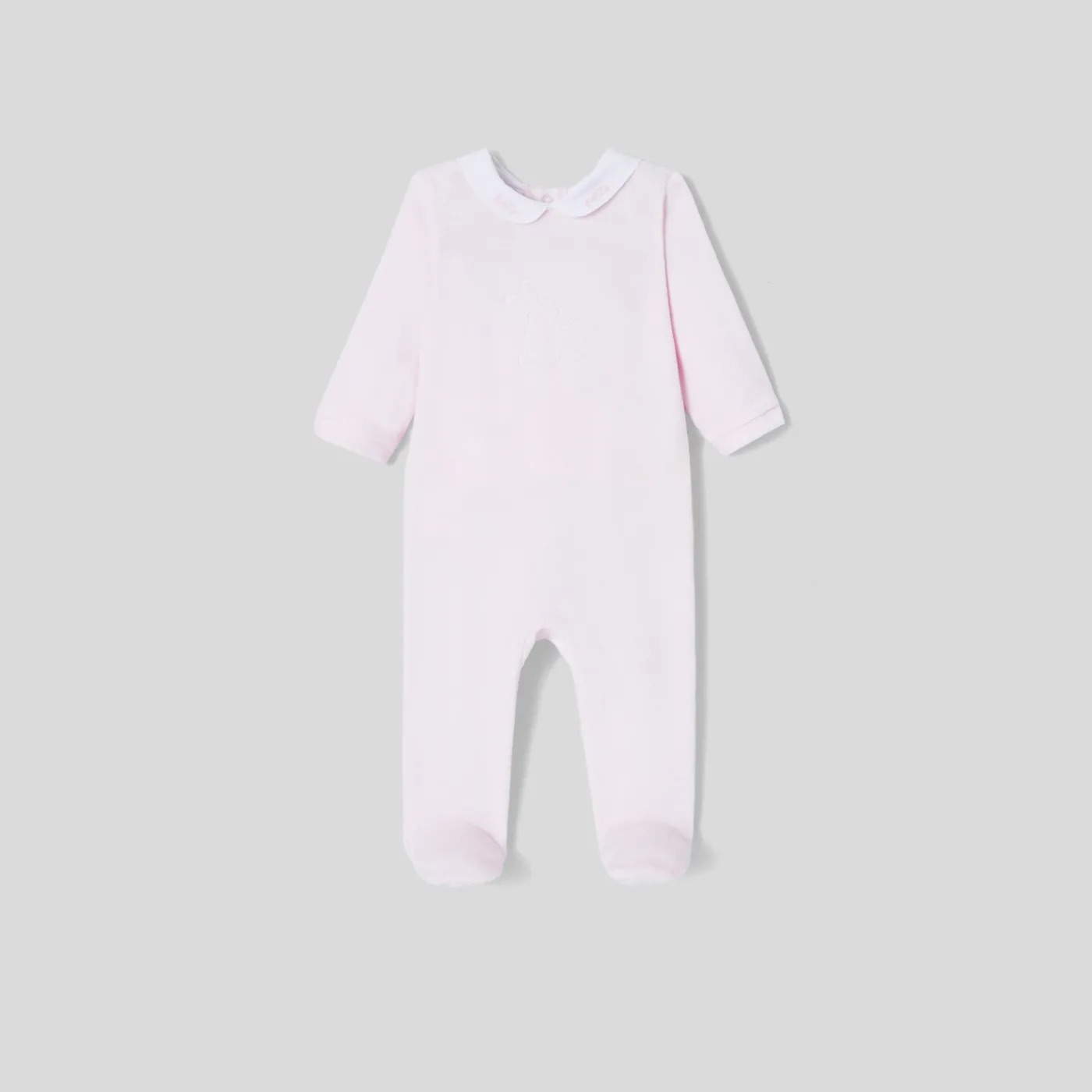 Pajamas-Jacadi Baby girl pajamas in velvet bouclette Jacadi pale Pink