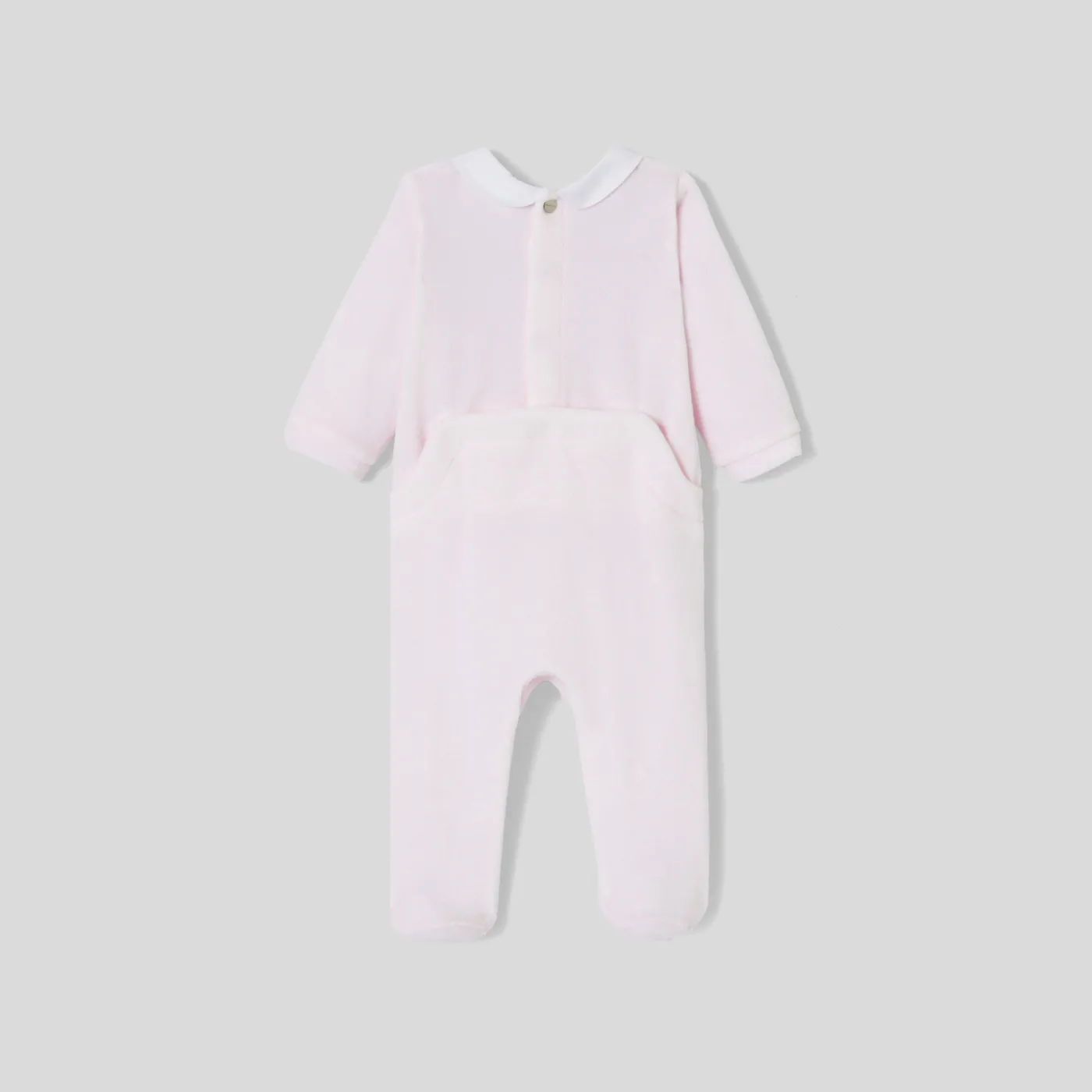 Pajamas-Jacadi Baby girl pajamas in velvet bouclette Jacadi pale Pink