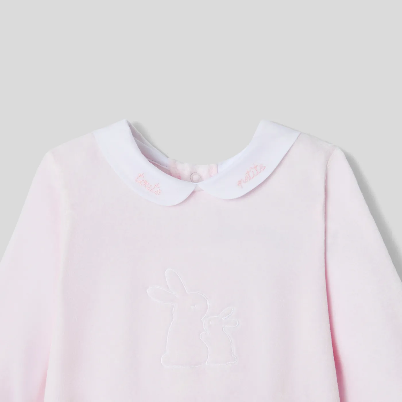 Pajamas-Jacadi Baby girl pajamas in velvet bouclette Jacadi pale Pink