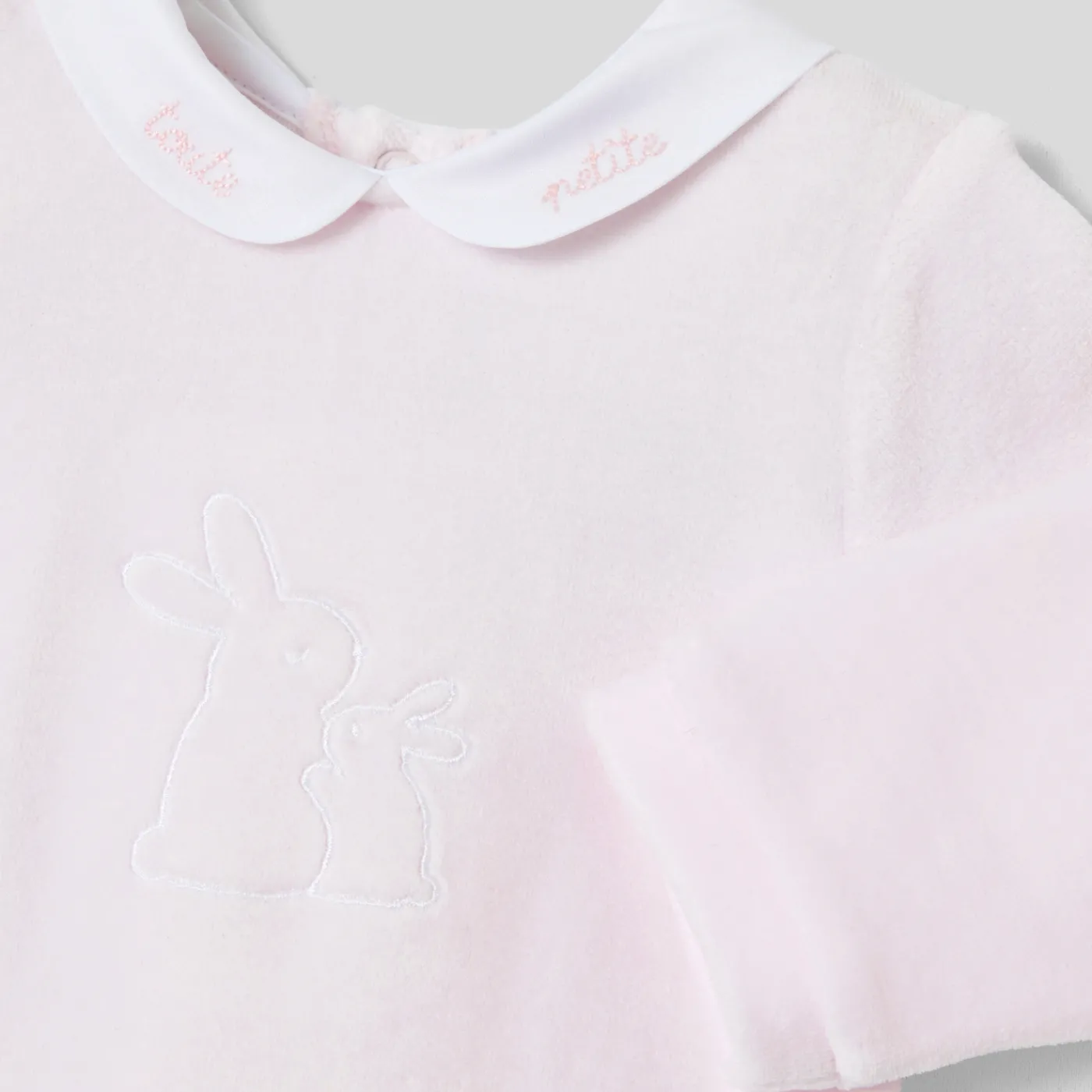 Pajamas-Jacadi Baby girl pajamas in velvet bouclette Jacadi pale Pink
