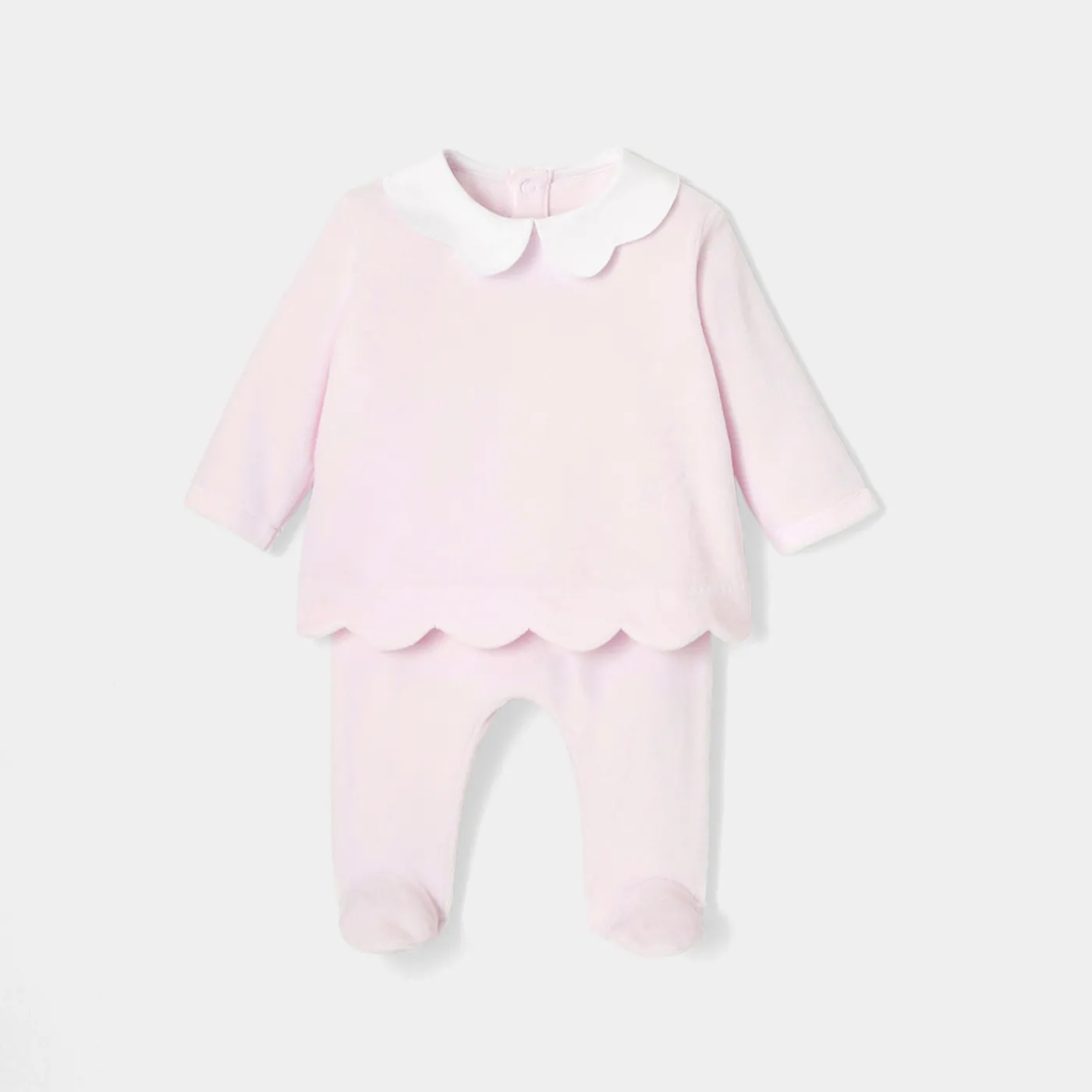 Bloomers, Overalls And Sets-Jacadi Baby girl velvet set Jacadi pale Pink
