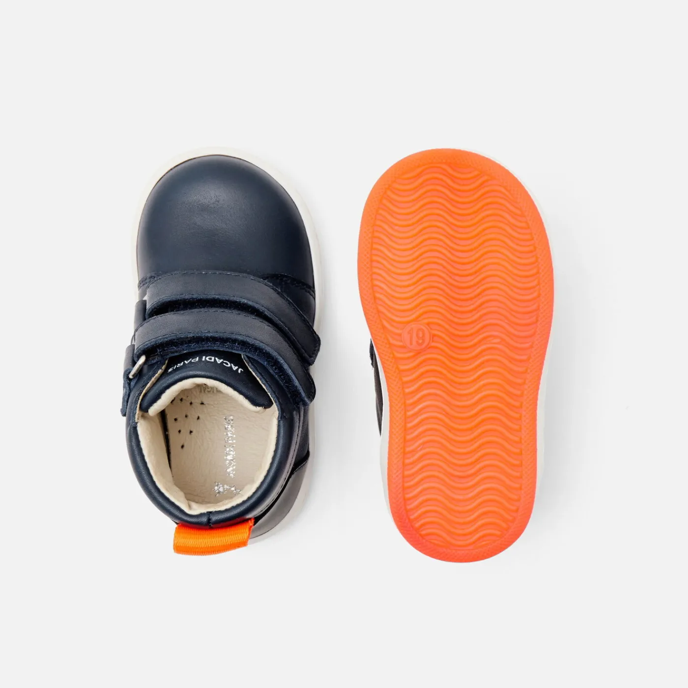 Sneakers-Jacadi Baby boy smooth leather sneakers Jacadi Navy