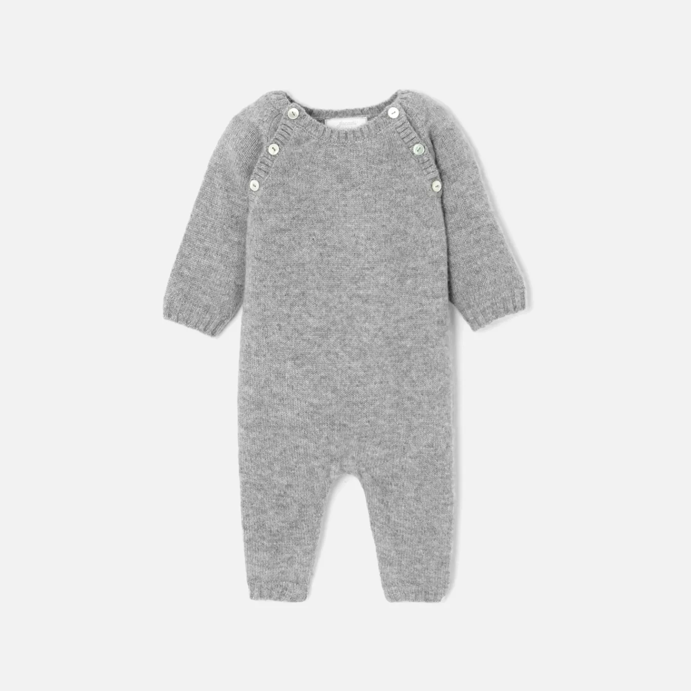 Bloomers, Overalls And Sets-Jacadi Baby cashmere jumpsuit Jacadi light Heather Grey
