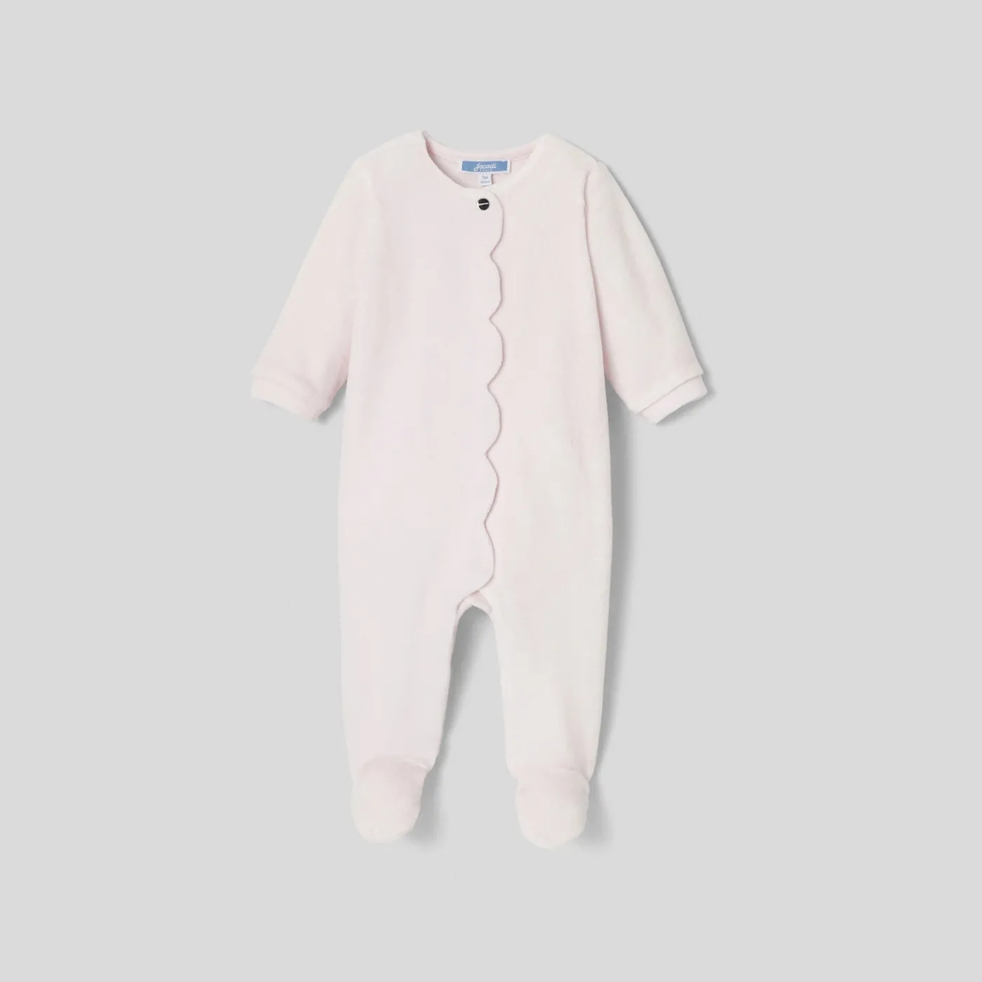 Pajamas-Jacadi Baby girl pyjamas in velvet bouclette Jacadi pale Pink