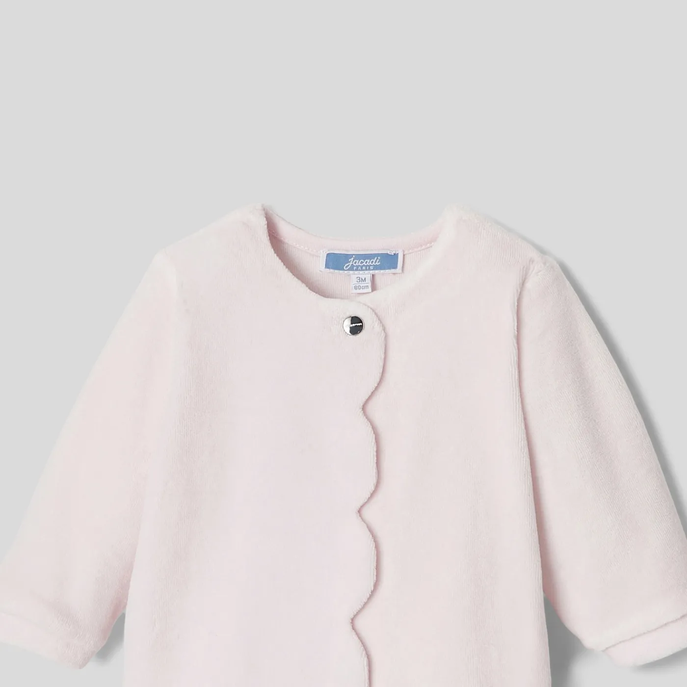Pajamas-Jacadi Baby girl pyjamas in velvet bouclette Jacadi pale Pink