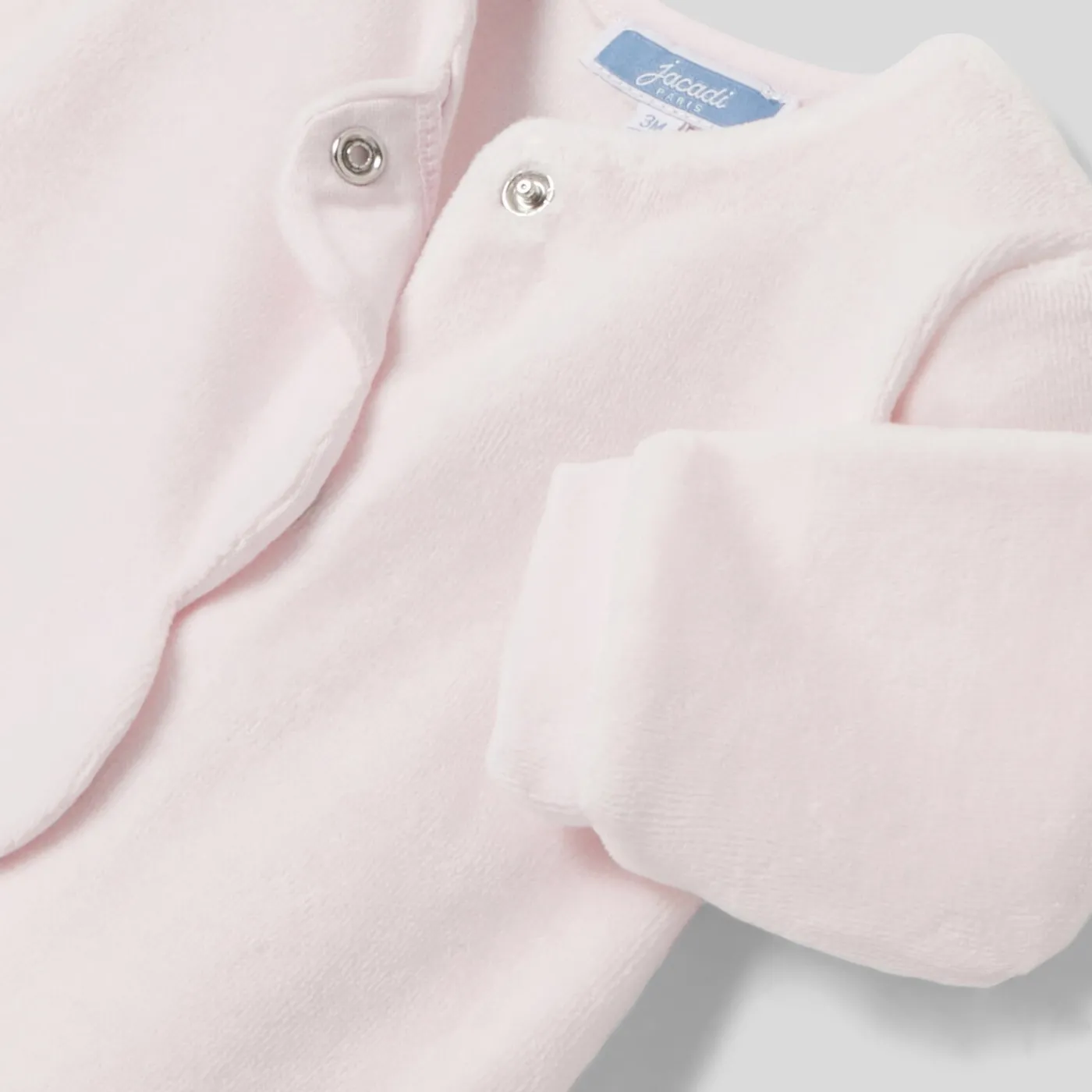 Pajamas-Jacadi Baby girl pyjamas in velvet bouclette Jacadi pale Pink