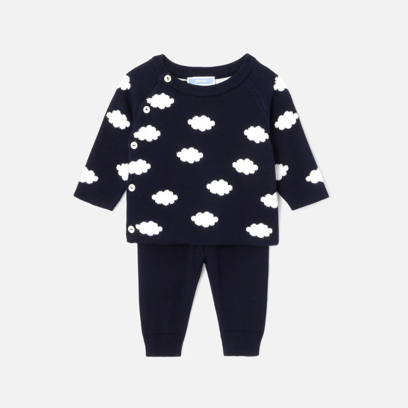 Bloomers, Overalls And Sets-Jacadi Baby set in jersey knit Navy/Cream