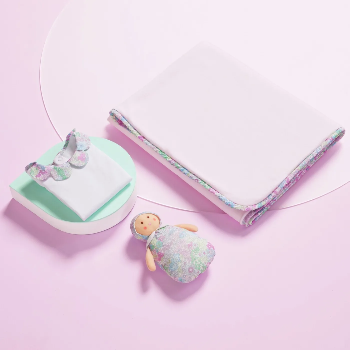 Sleeping Bags And Blankets|Sleeping Bags And Blankets-Jacadi Baby girl fleece and Liberty blanket Pink/Multicolour