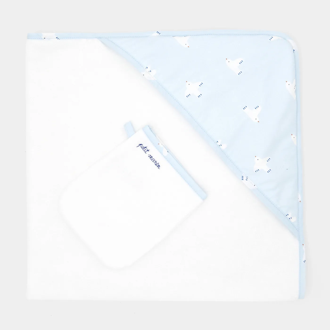 Bath Towels And Bath Capes-Jacadi Bath set White/Blue