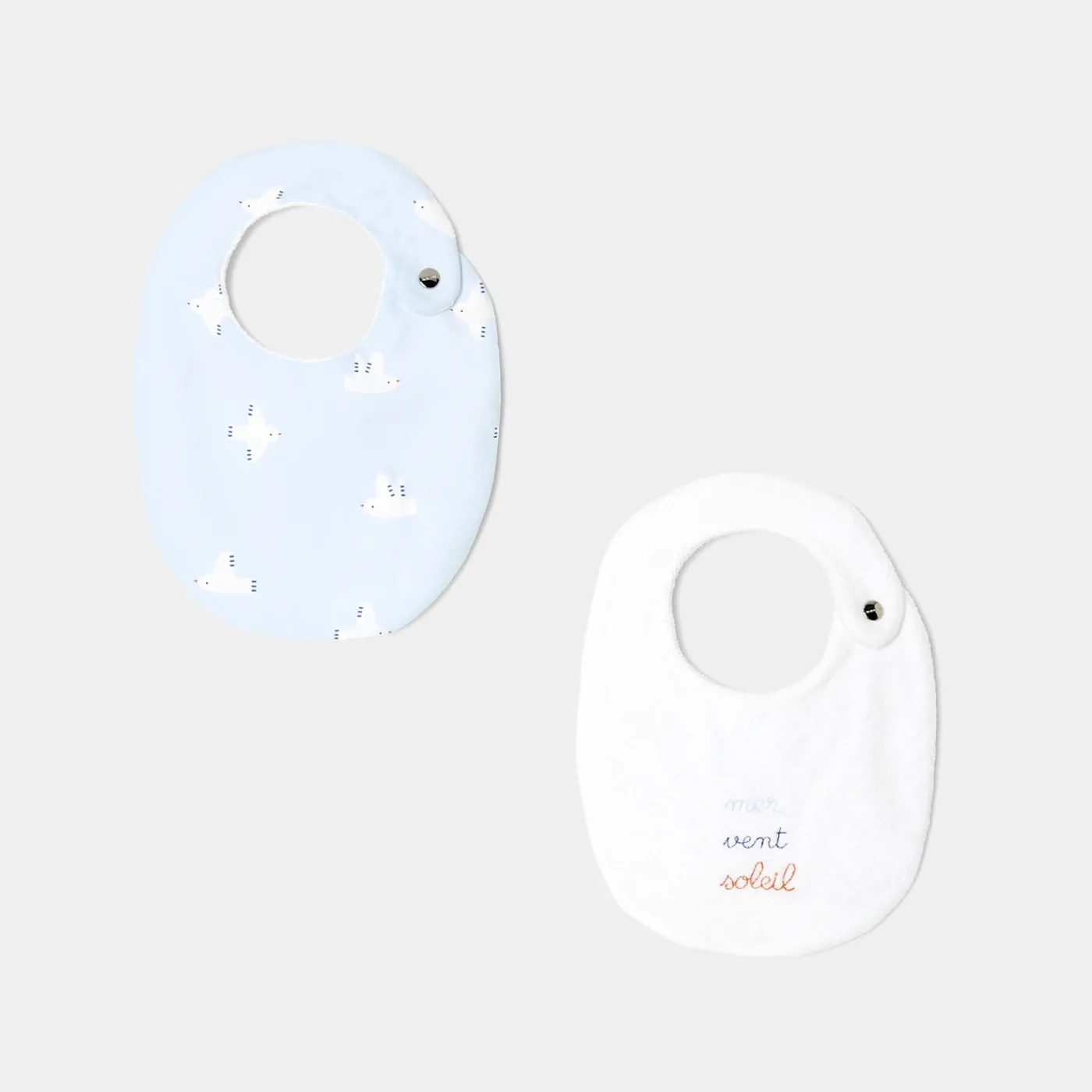 Bibs And Swaddling Cloths-Jacadi Set of baby bibs White/Blue