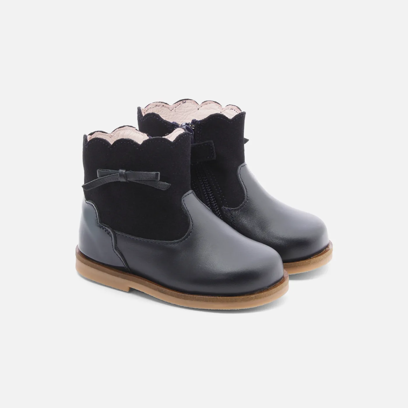 Ankle & Lined Boots-Jacadi Baby girl leather boots Jacadi Navy