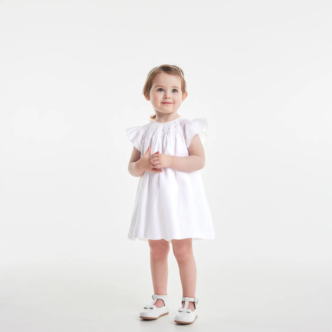 Dresses-Jacadi Baby girl linen ceremony dress Jacadi White