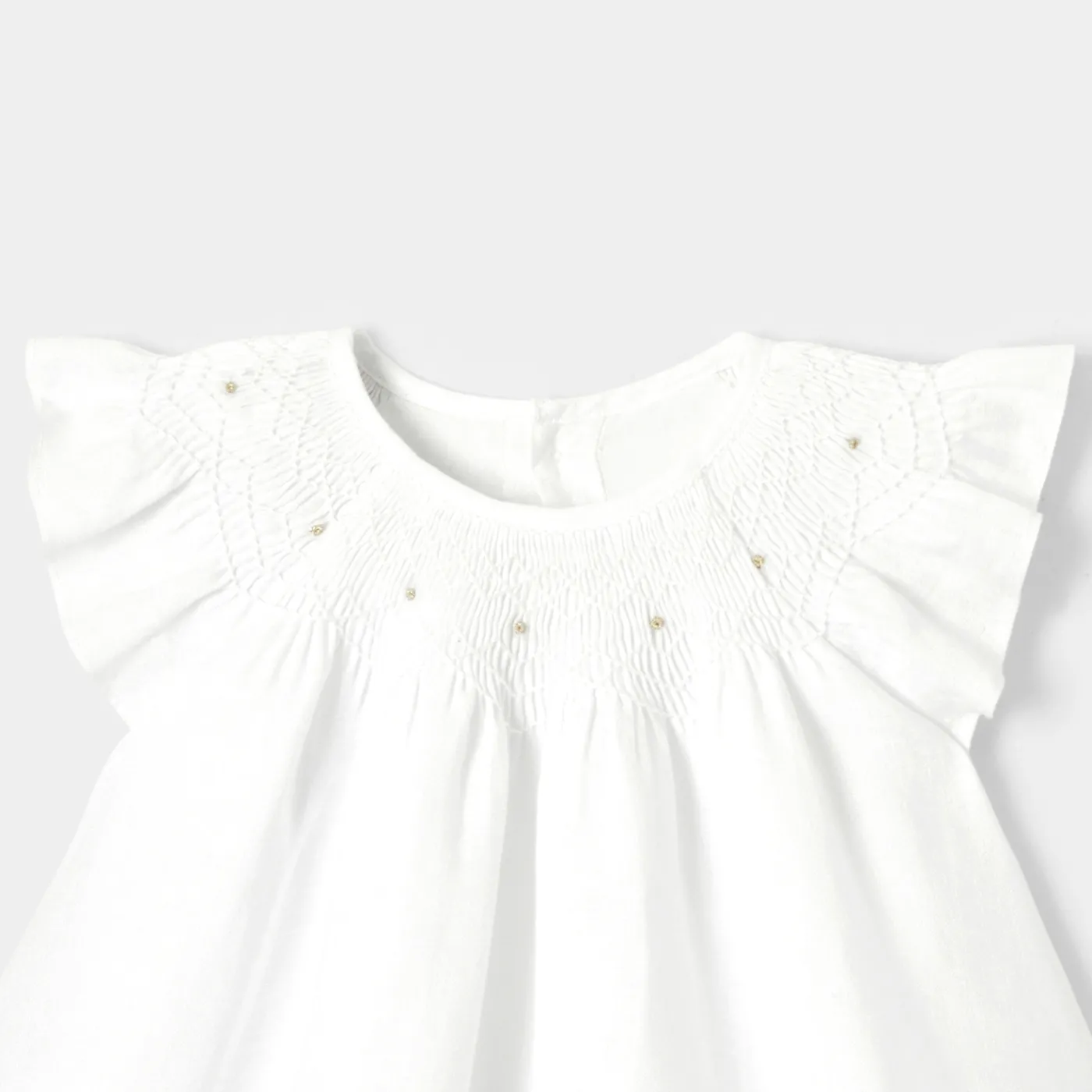 Dresses-Jacadi Baby girl linen ceremony dress Jacadi White