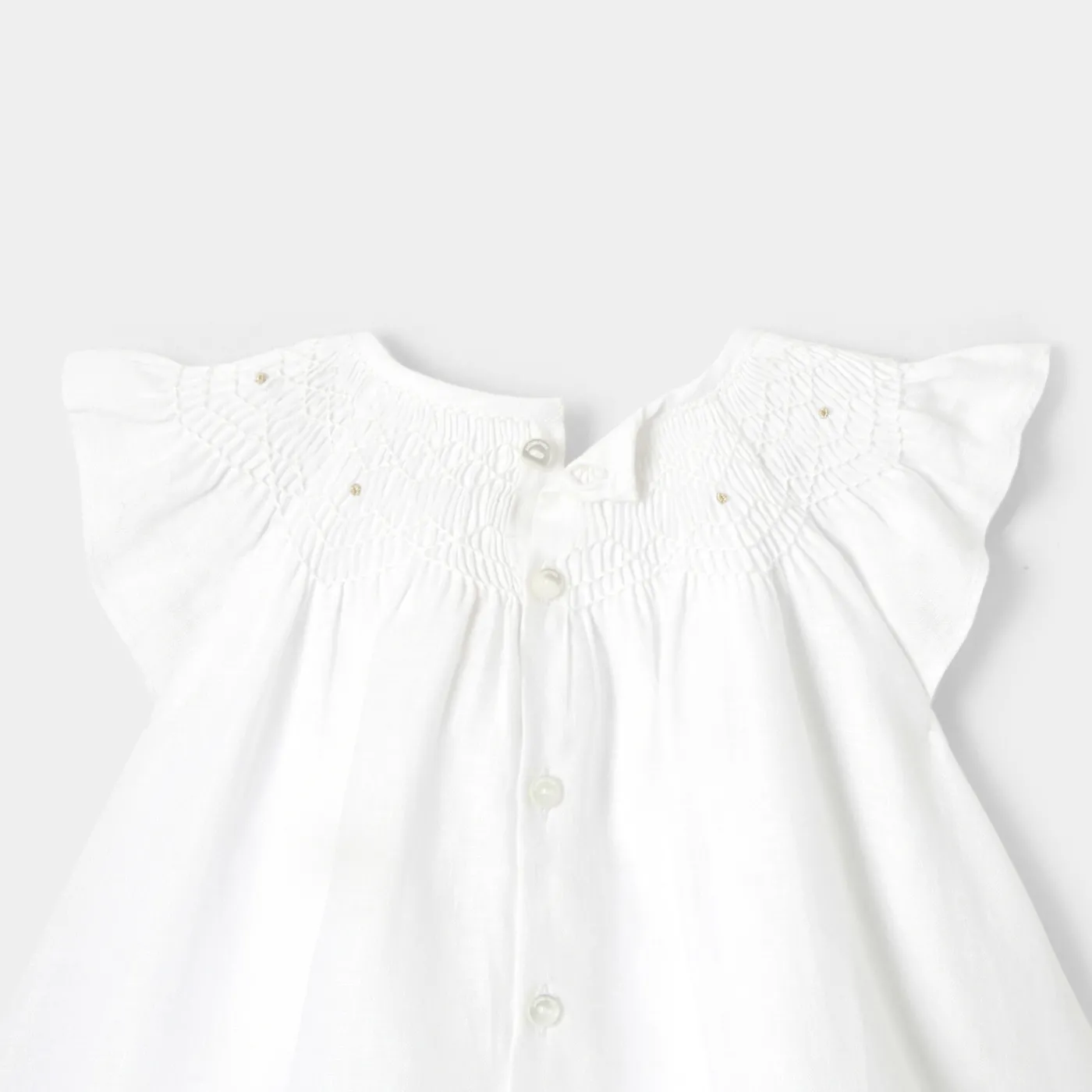 Dresses-Jacadi Baby girl linen ceremony dress Jacadi White