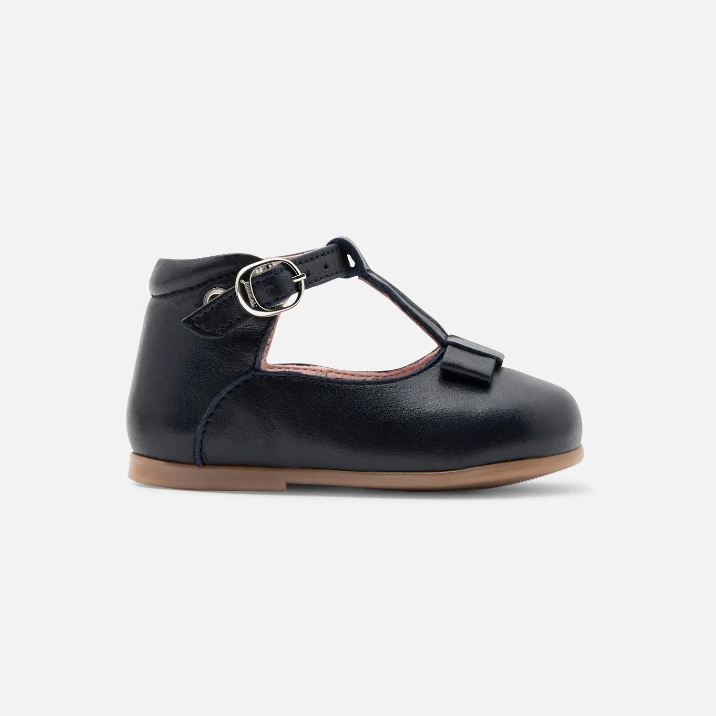Mary Janes, T-Straps And Ballet Flats-Jacadi Baby girl smooth leather t-bar shoes Jacadi Navy