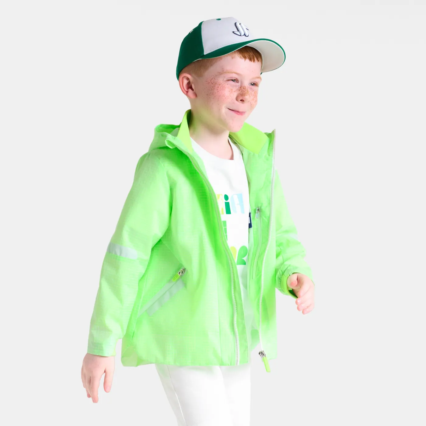 Coats And Outerwear|Coats And Outerwear-Jacadi Child windbreaker White/Green