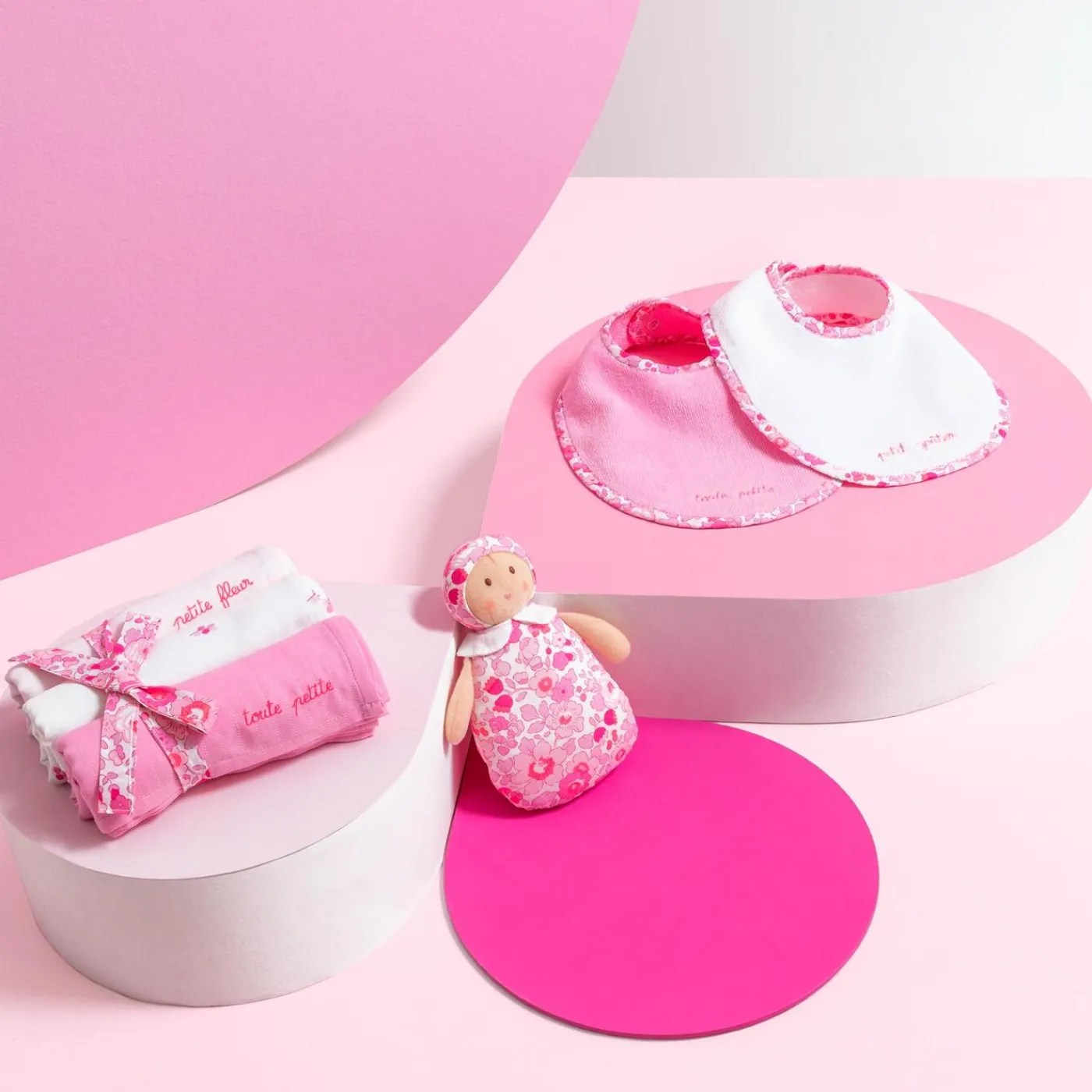 Bibs And Swaddling Cloths-Jacadi Set of 2 terry bibs Pink/Multicolour