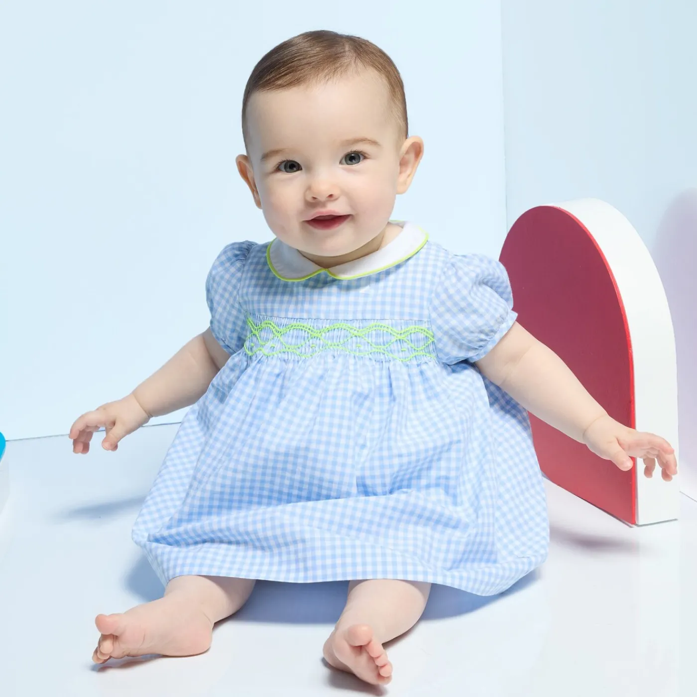 Dresses-Jacadi Baby girl short-sleeved dress Blue/White