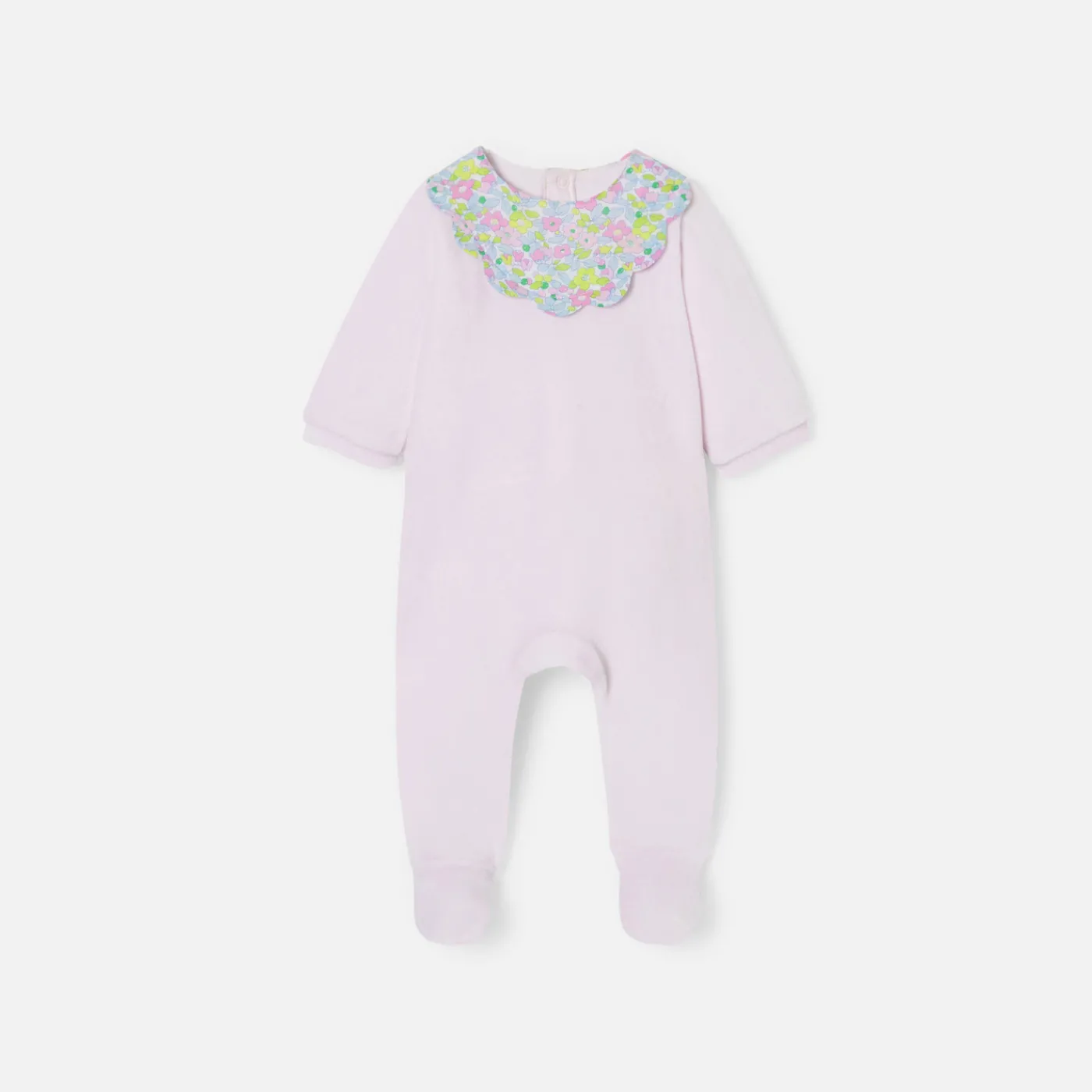 Pajamas-Jacadi Baby girl velvet pajamas Jacadi pale Pink