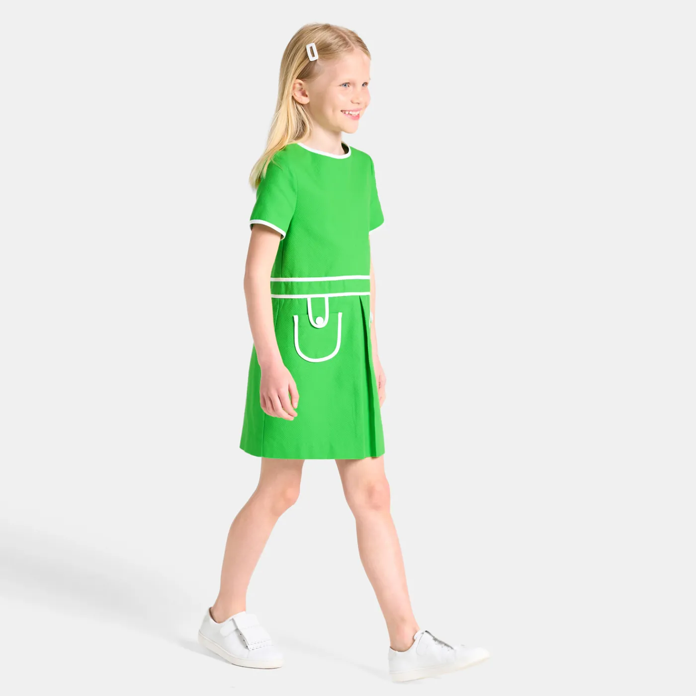 Dresses And Skirts-Jacadi Girl dress in honeycomb piqué Grass green