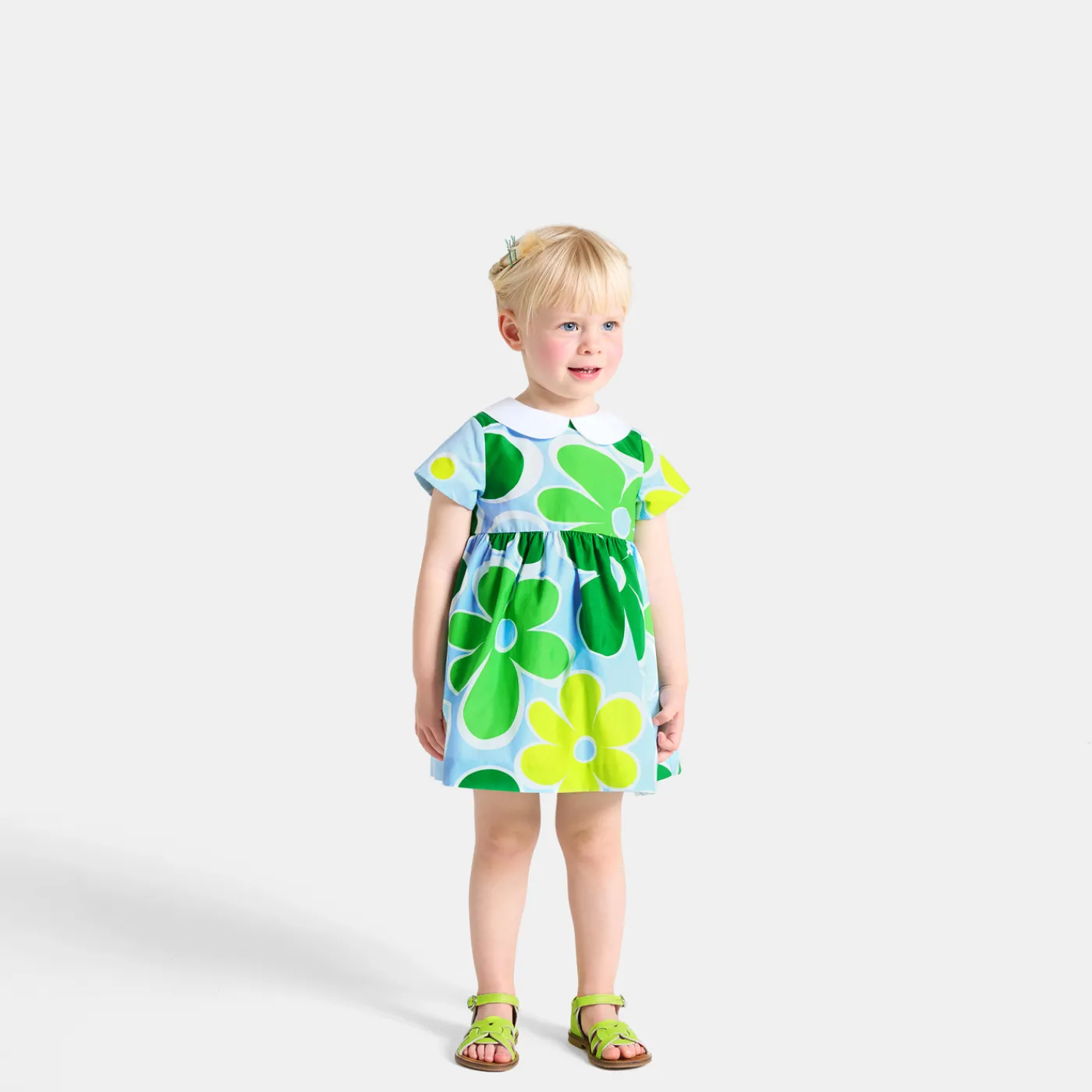 Dresses-Jacadi Baby girl short-sleeved dress White/Multicolour