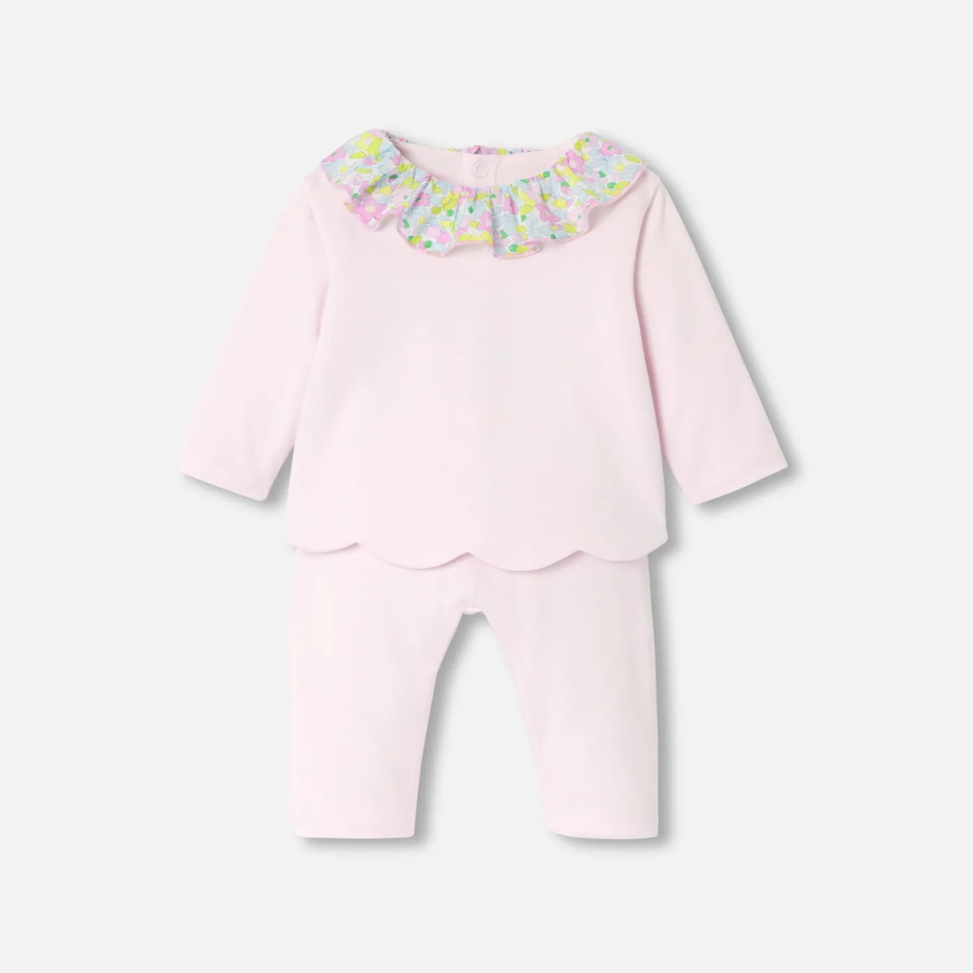 Bloomers, Overalls And Sets-Jacadi Baby girl jersey comfort set Jacadi pale Pink