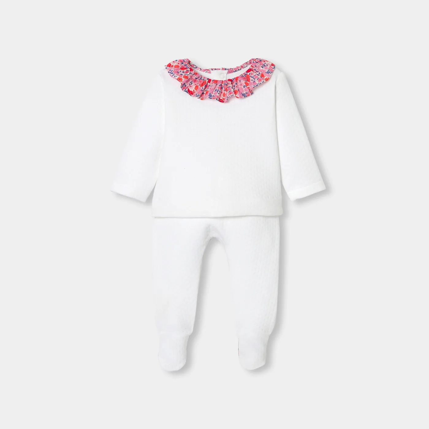 Bloomers, Overalls And Sets-Jacadi Baby girl comfort set in double jersey Jacadi White