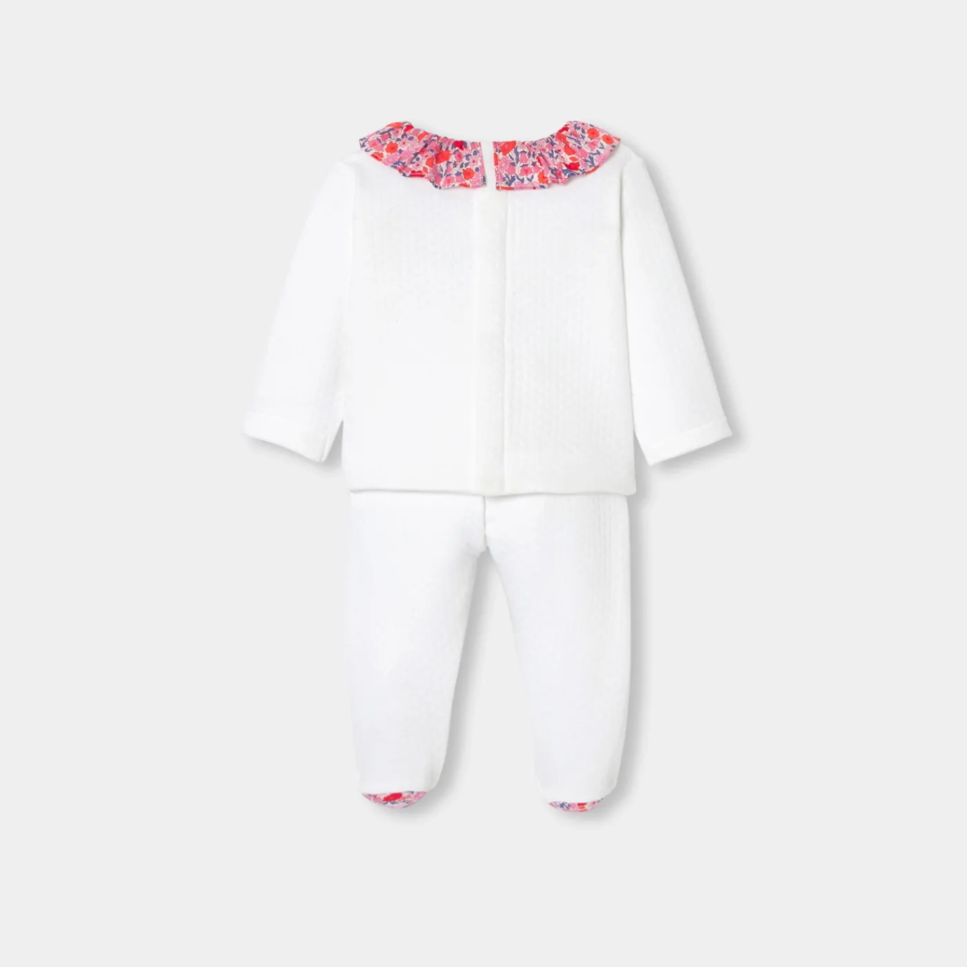 Bloomers, Overalls And Sets-Jacadi Baby girl comfort set in double jersey Jacadi White