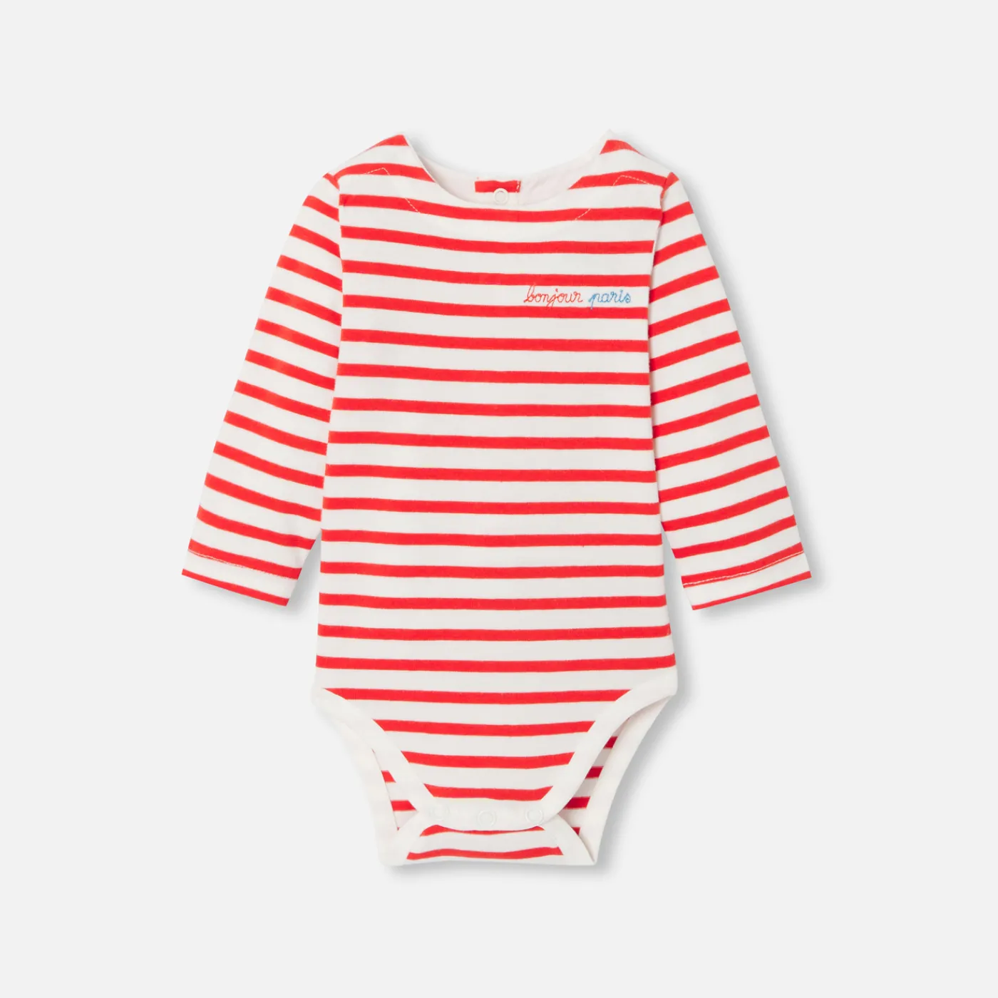 Bodysuits-Jacadi Baby long sleeve bodysuit White/Red