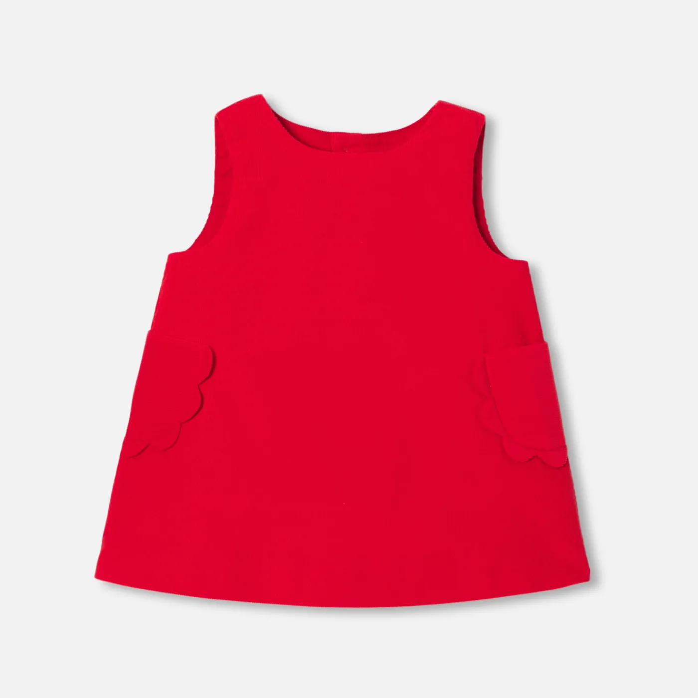 Dresses-Jacadi Baby girl velvet pinafore dress Tomato red