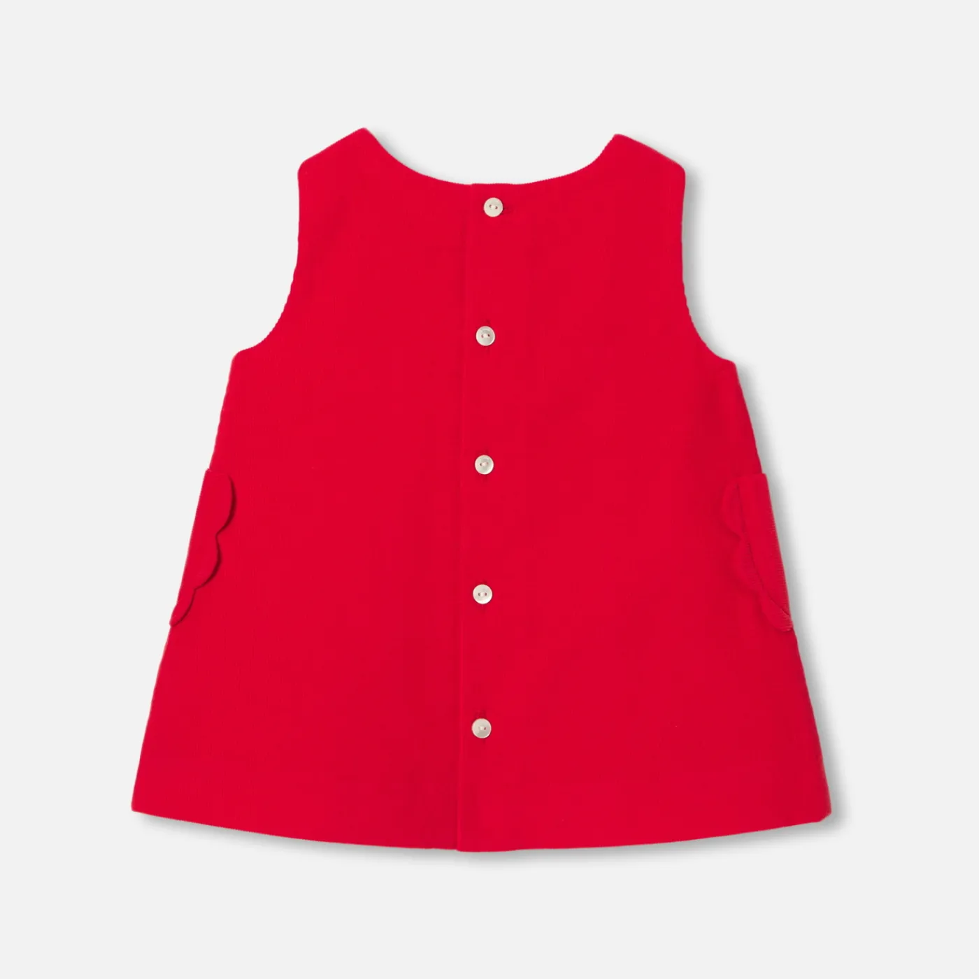 Dresses-Jacadi Baby girl velvet pinafore dress Tomato red